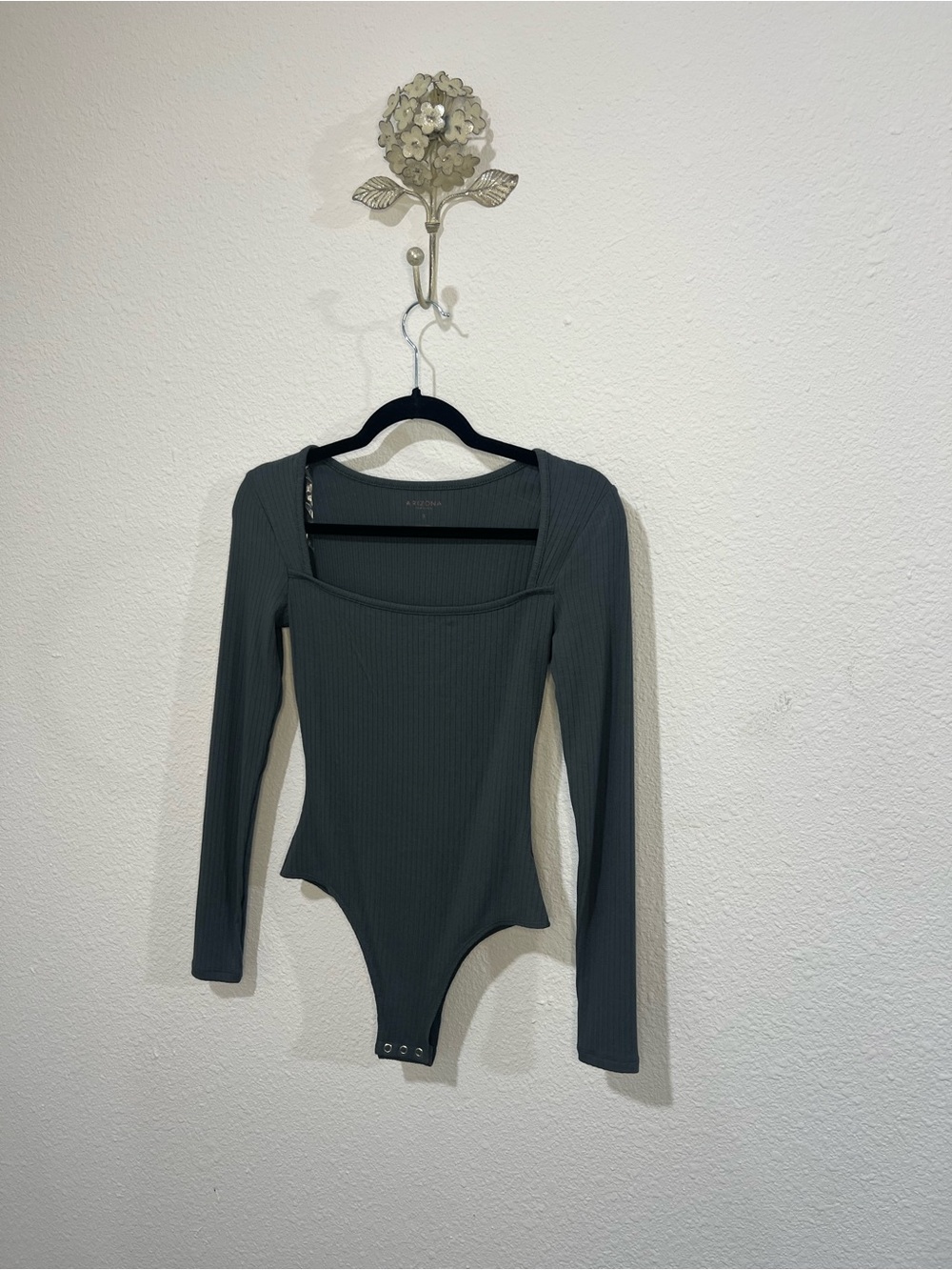 Arizona Jean Company Dark Green Ribbed Long Sleeve Bodysuit